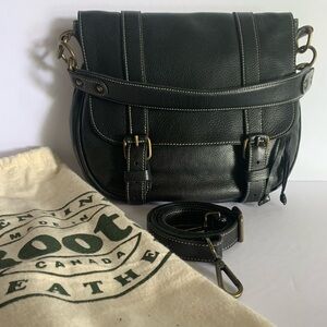 Vintage Roots Saddle shoulder/crossbody bag in black